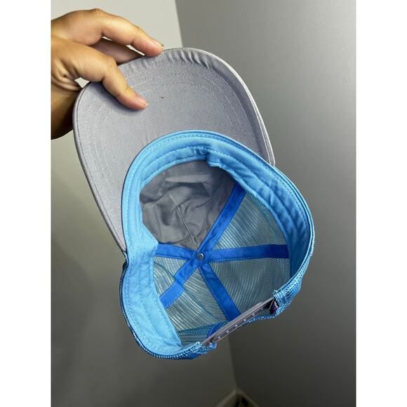 Patagonia Logo Snapback Mesh Back Hat Blue Grey White Adjustable - Picture 4 of 5